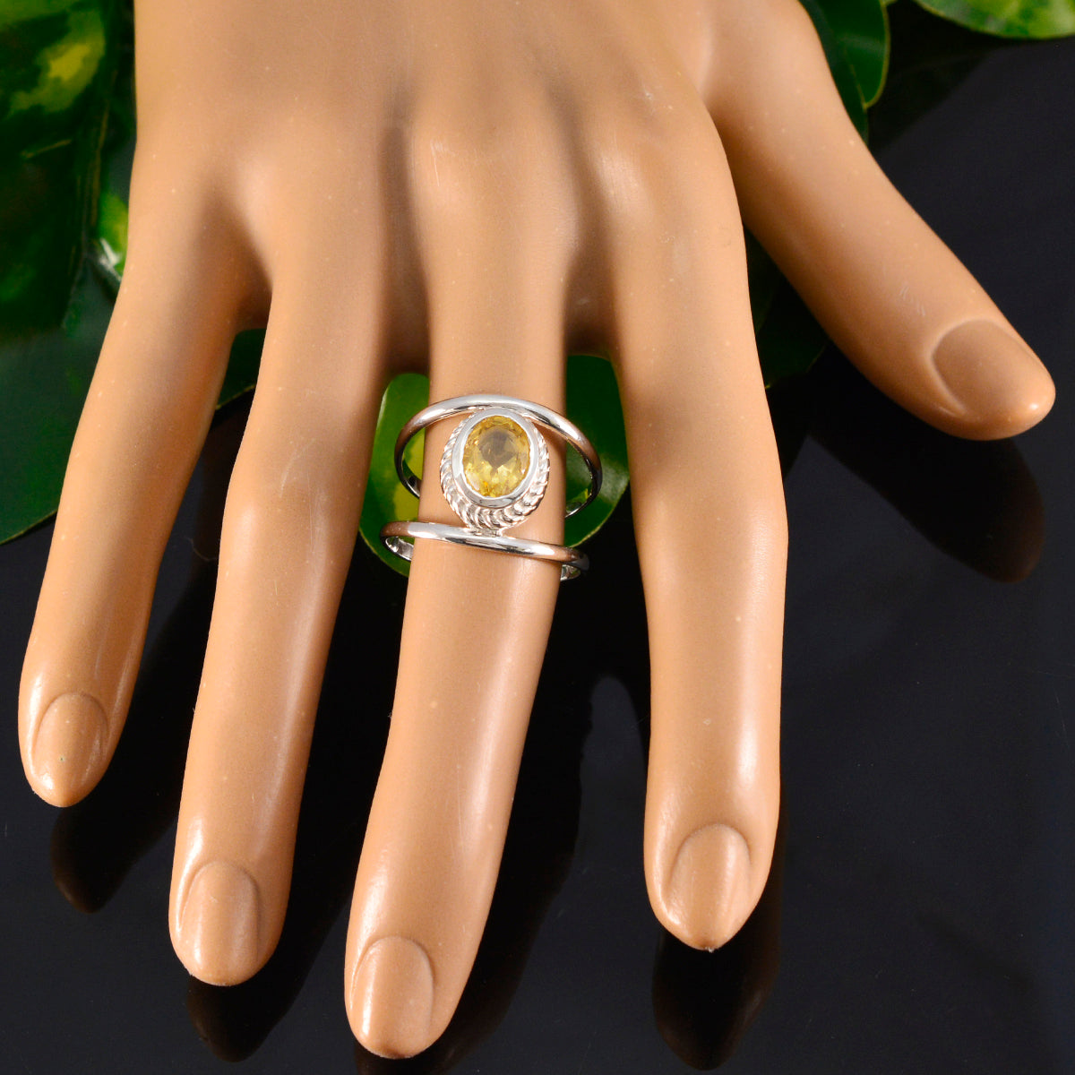 Citrine Solitaire Moroccan 92.5 Silver Yellow Gemstones Tiny Traditional Ring Jewellery