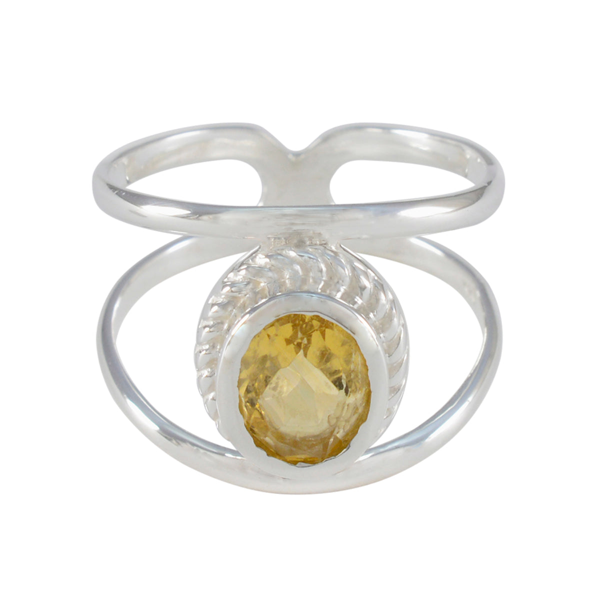 Citrine Solitaire Moroccan 92.5 Silver Yellow Gemstones Tiny Traditional Ring Jewellery