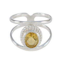 Citrine Solitaire Moroccan 92.5 Silver Yellow Gemstones Tiny Traditional Ring Jewellery