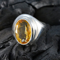 Citrine Solitaire German 925 Silver Yellow Gemstones Mid weight Luxurious Ring Jewellery