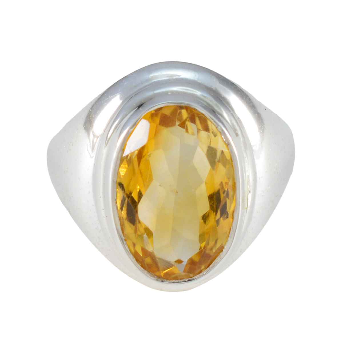 Citrine Solitaire German 925 Silver Yellow Gemstones Mid weight Luxurious Ring Jewellery Imagen principal del producto