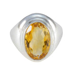 Citrine Solitaire German 925 Silver Yellow Gemstones Mid weight Luxurious Ring Jewellery
