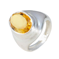 Citrine Solitaire German 925 Silver Yellow Gemstones Mid weight Luxurious Ring Jewellery