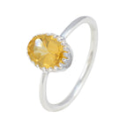 Citrine Solitaire Korean Silver Yellow Gems Delicate Sophisticated Ring Jewelry
