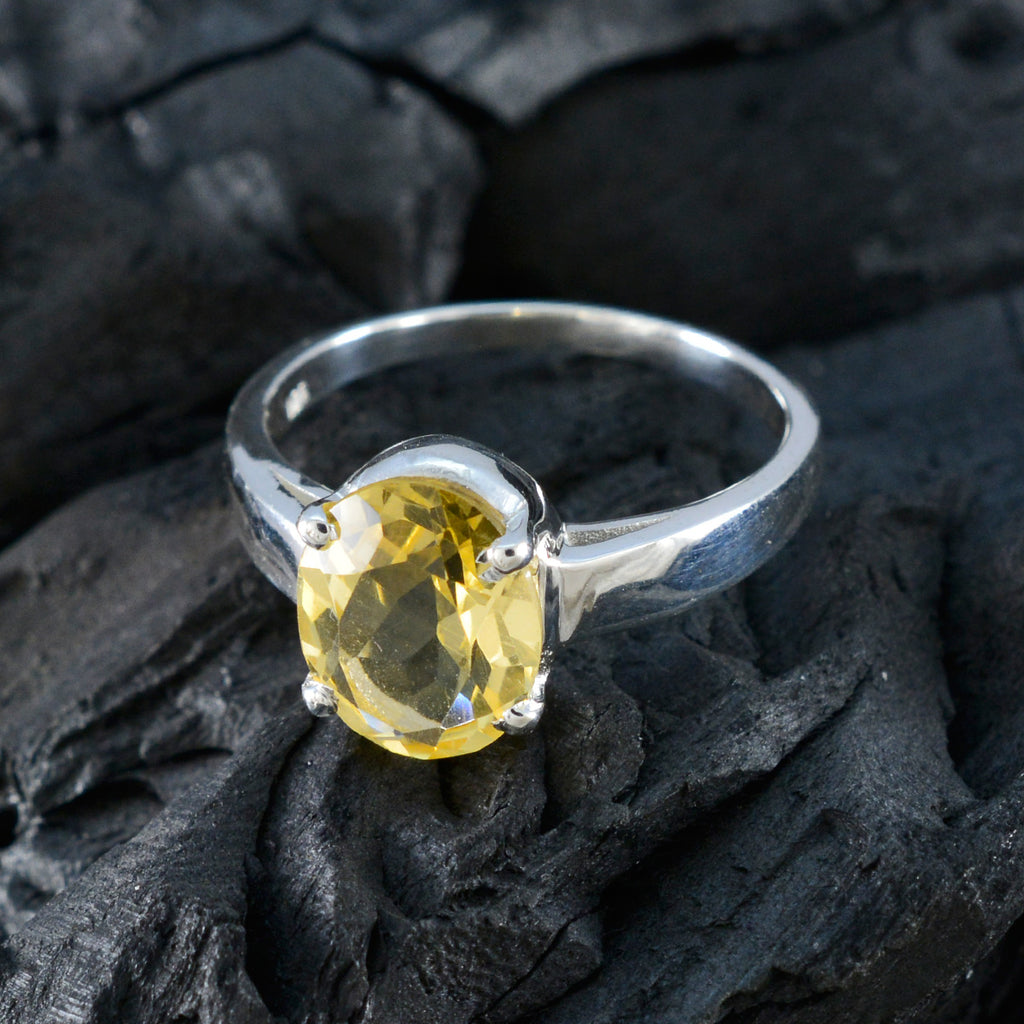Citrine Solitaire Russian Sterling Silver Yellow Gems Tiny Ethnic Ring Jewelry