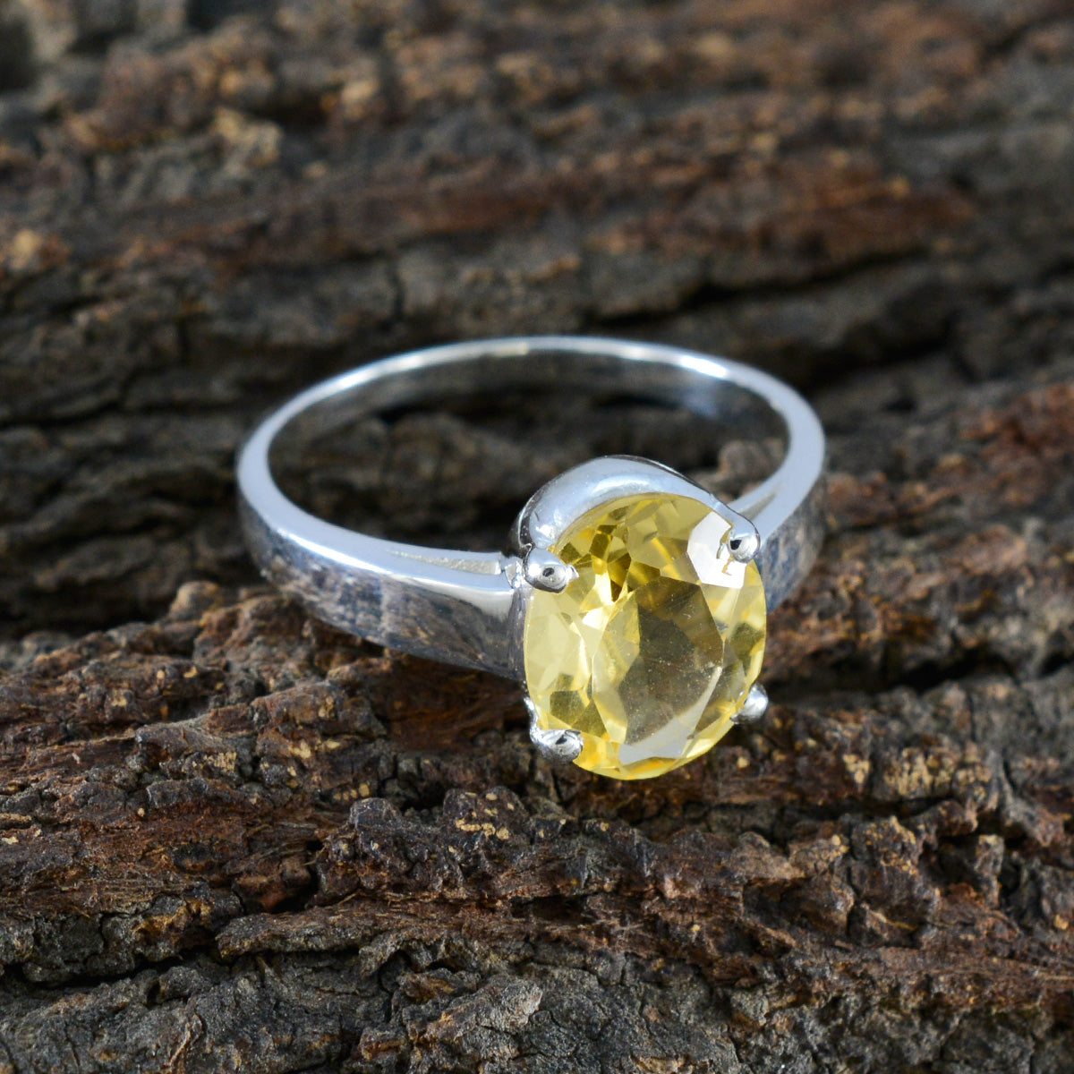 Citrine Solitaire Russian Sterling Silver Yellow Gems Tiny Ethnic Ring Jewelry