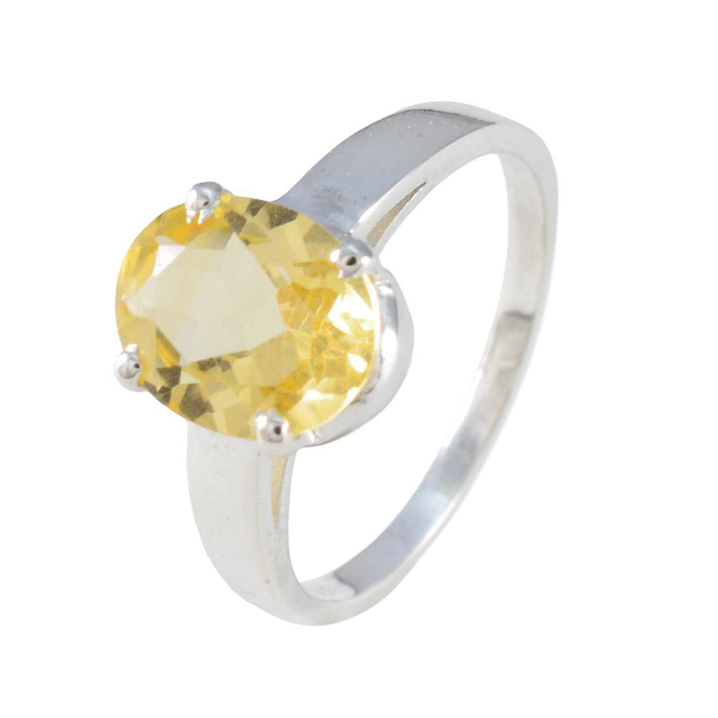 Citrine Solitaire Russian Sterling Silver Yellow Gems Tiny Ethnic Ring Jewelry