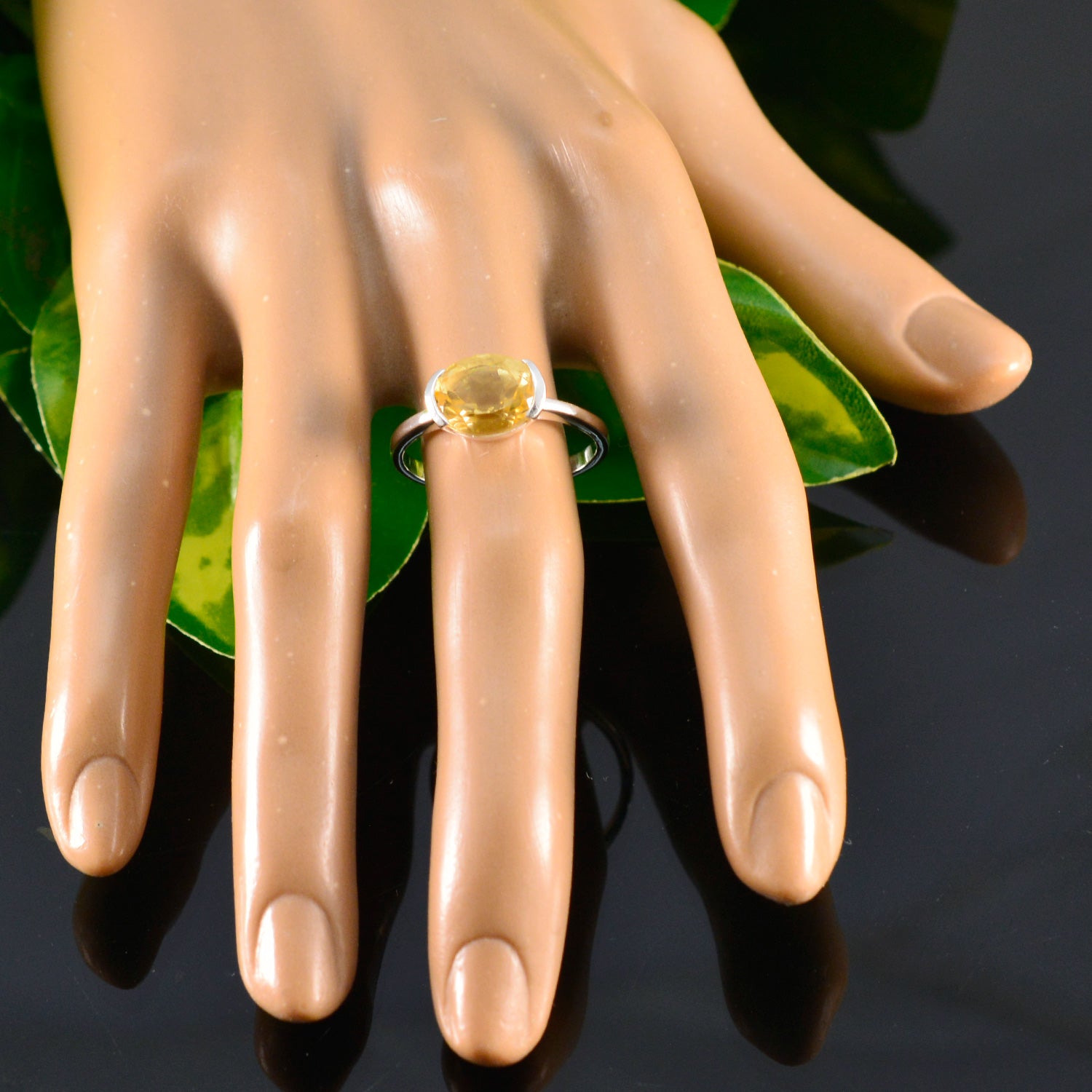 Citrine Solitaire American 925 Sterling Silver Yellow Gems Whisper thin Trendy Ring Jewellery