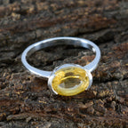 Citrine Solitaire American 925 Sterling Silver Yellow Gems Whisper thin Trendy Ring Jewellery
