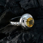 Citrine Solitaire French 925 Silver Yellow Gems Eye catching Fairytale Ring Jewelry