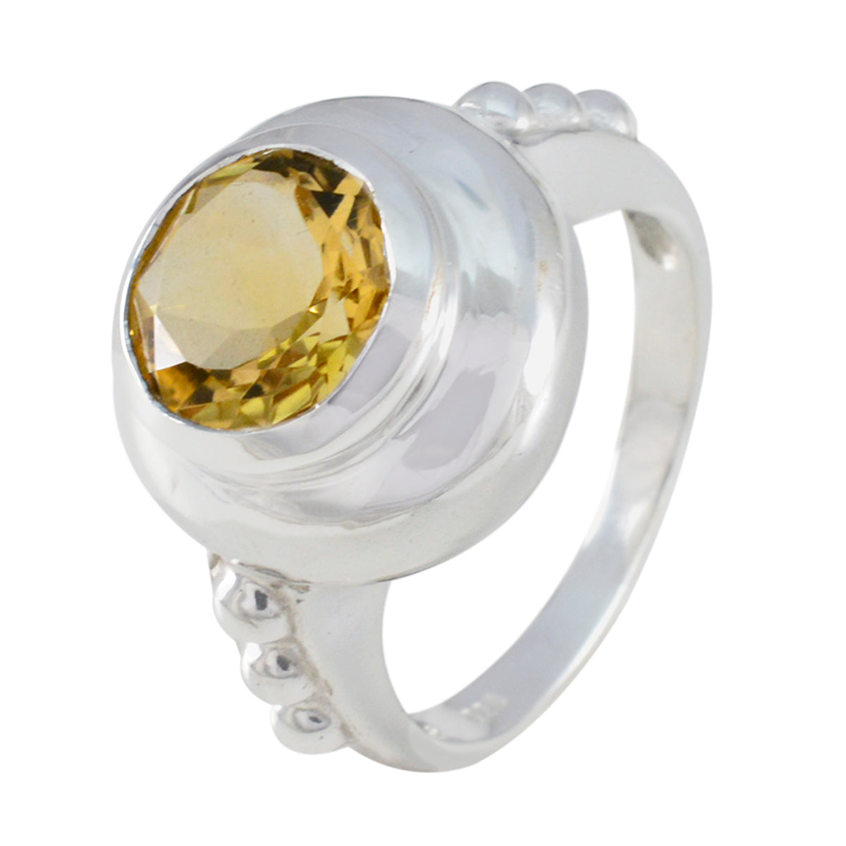 Citrine Solitaire French 925 Silver Yellow Gems Eye catching Fairytale Ring Jewelry