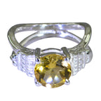 Citrine Solitaire German 92.5 Silver Yellow Gemstone Eye catching Contemporary Ring Jewellery