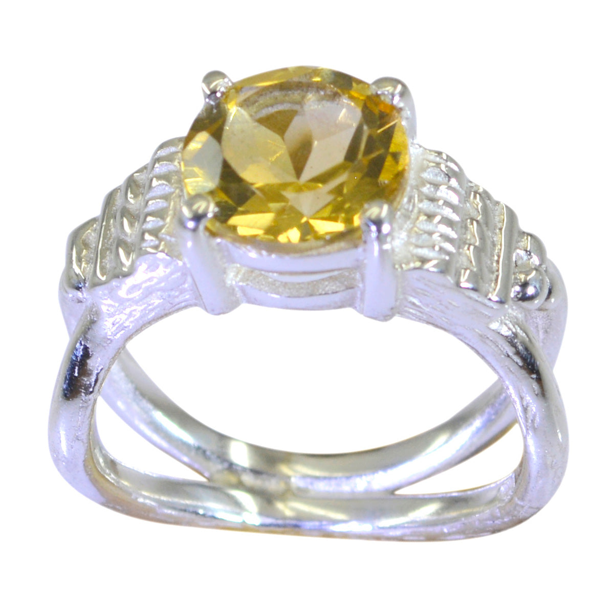 Citrine Solitaire German 92.5 Silver Yellow Gemstone Eye-catching Contemporary Ring Jewellery Secondary image
