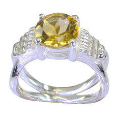 Citrine Solitaire German 92.5 Silver Yellow Gemstone Eye catching Contemporary Ring Jewellery