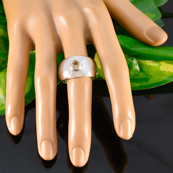 Citrine Solitaire Russian 92.5 Silver Yellow Gems Eye catching Modern Ring Jewelry