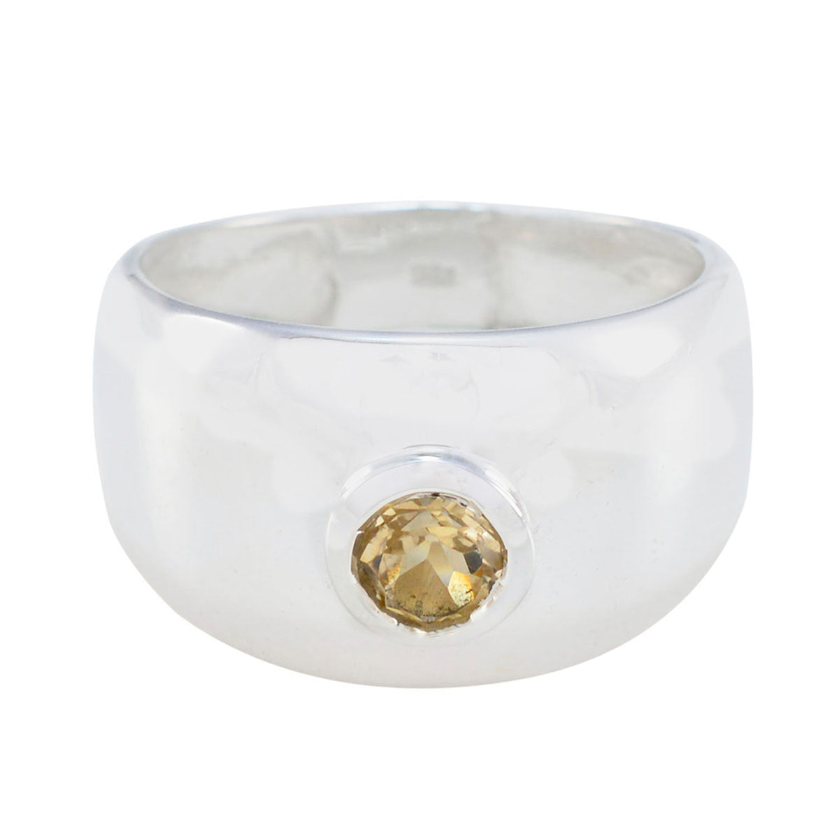 Citrine Solitaire Russian 92.5 Silver Yellow Gems Eye catching Modern Ring Jewelry