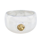 Citrine Solitaire Russian 92.5 Silver Yellow Gems Eye catching Modern Ring Jewelry