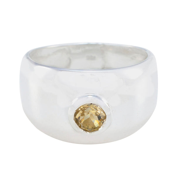 Citrine Solitaire Russian 92.5 Silver Yellow Gems Eye catching Modern Ring Jewelry