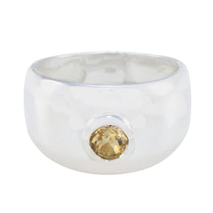 Citrine Solitaire Russian 92.5 Silver Yellow Gems Eye catching Modern Ring Jewelry