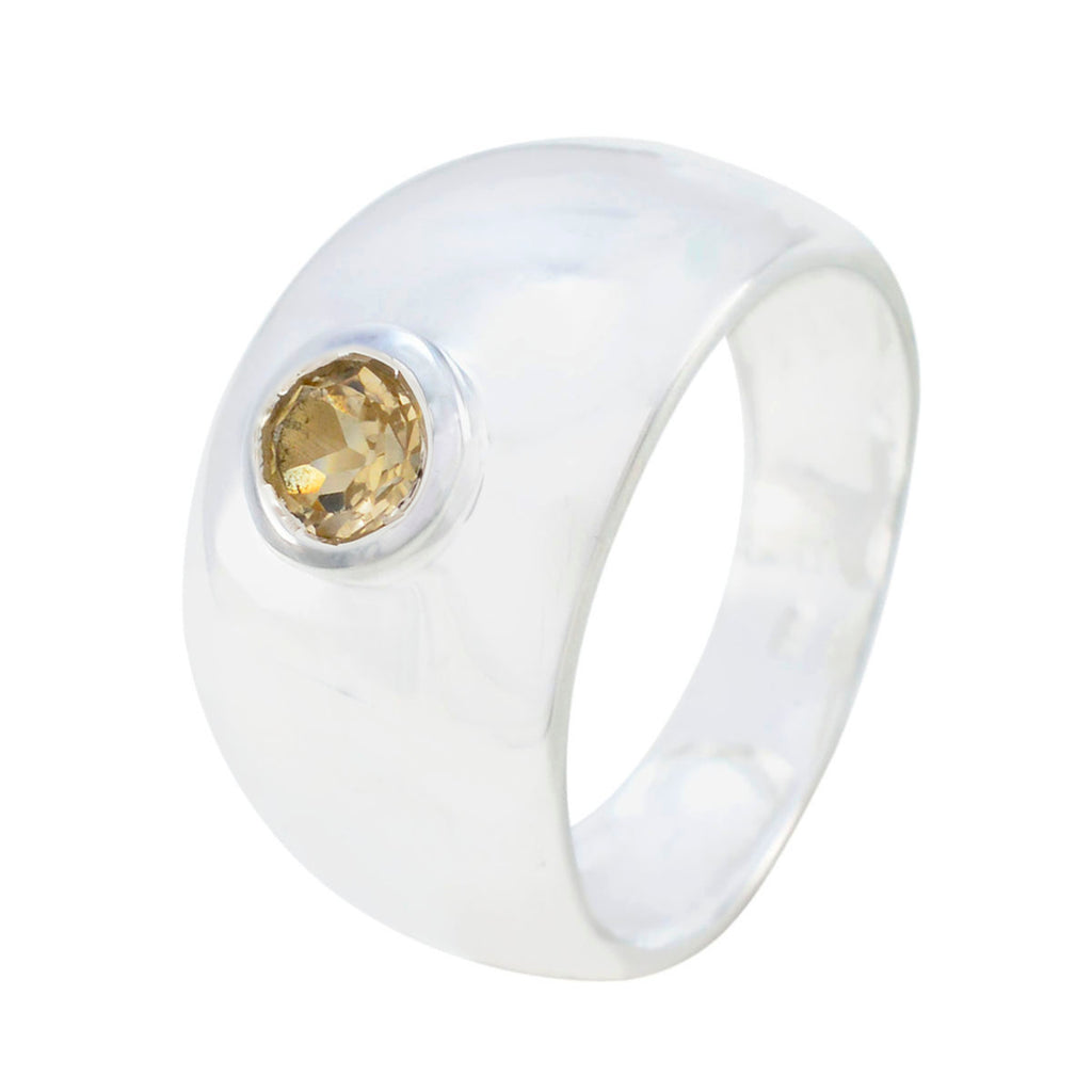Citrine Solitaire Russian 92.5 Silver Yellow Gems Eye catching Modern Ring Jewelry