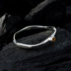 Citrine Solitaire Japanese 925 Sterling Silver Yellow Gemstone Delicate Modern Ring Jewelry