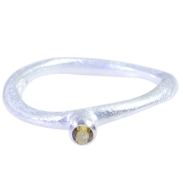 Citrine Solitaire Japanese 925 Sterling Silver Yellow Gemstone Delicate Modern Ring Jewelry