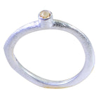 Citrine Solitaire Japanese 925 Sterling Silver Yellow Gemstone Delicate Modern Ring Jewelry