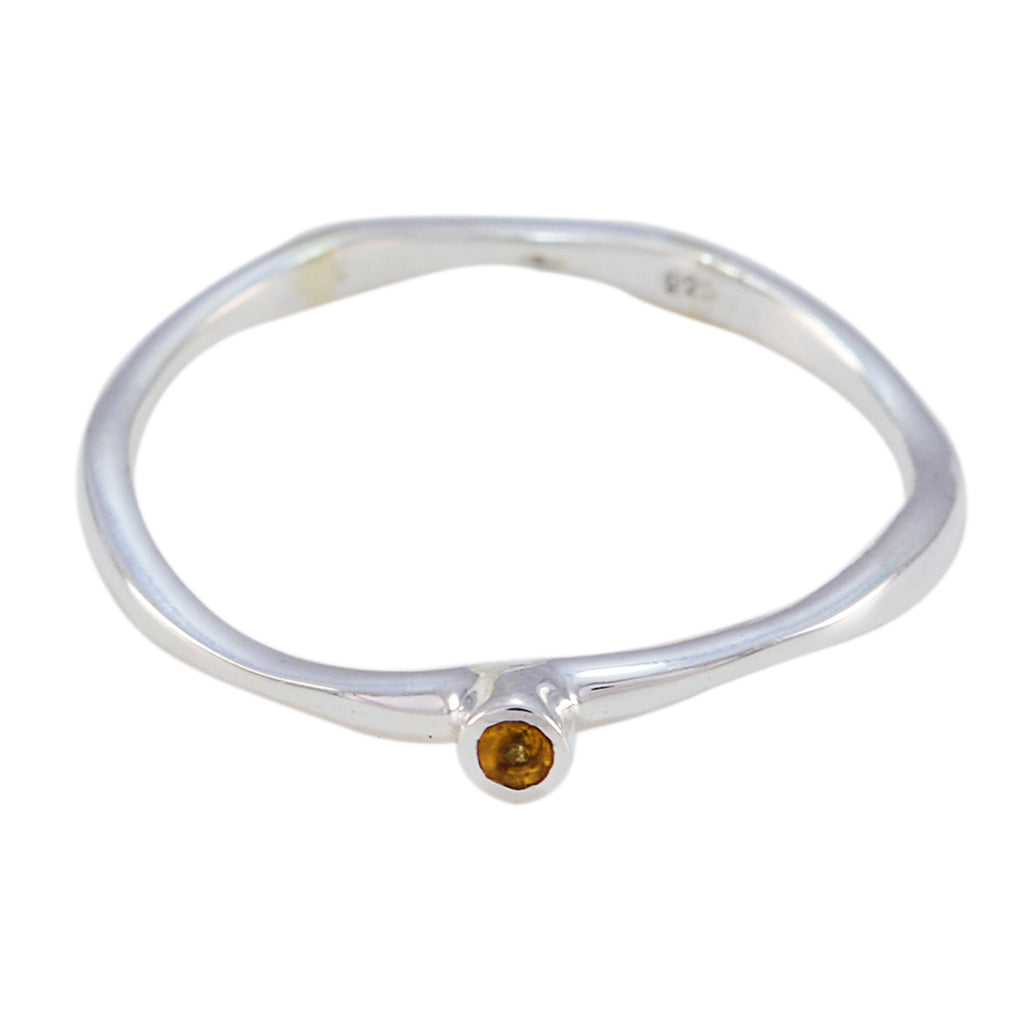 Citrine Solitaire Japanese 925 Sterling Silver Yellow Gemstone Delicate Modern Ring Jewelry