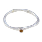 Citrine Solitaire Japanese 925 Sterling Silver Yellow Gemstone Delicate Modern Ring Jewelry