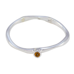 Citrine Solitaire Japanese 925 Sterling Silver Yellow Gemstone Delicate Modern Ring Jewelry