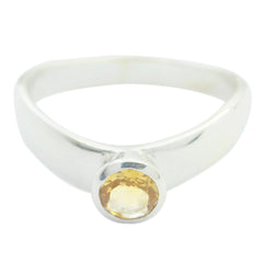 Citrine Solitaire Korean Silver Yellow Gems Whisper thin Trendy Ring Jewellery