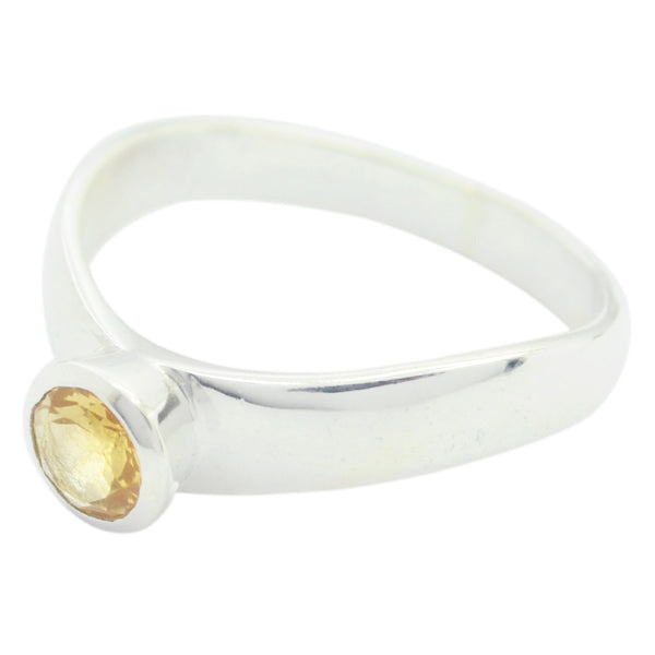 Citrine Solitaire Korean Silver Yellow Gems Whisper thin Trendy Ring Jewellery