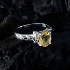 Citrine Solitaire German 925 Sterling Silver Yellow Gemstone Slim Modern Ring Jewelry