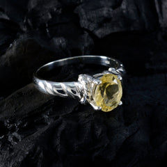 Citrine Solitaire German 925 Sterling Silver Yellow Gemstone Slim Modern Ring Jewelry