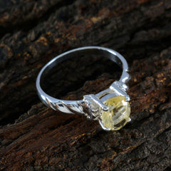 Citrine Solitaire German 925 Sterling Silver Yellow Gemstone Slim Modern Ring Jewelry
