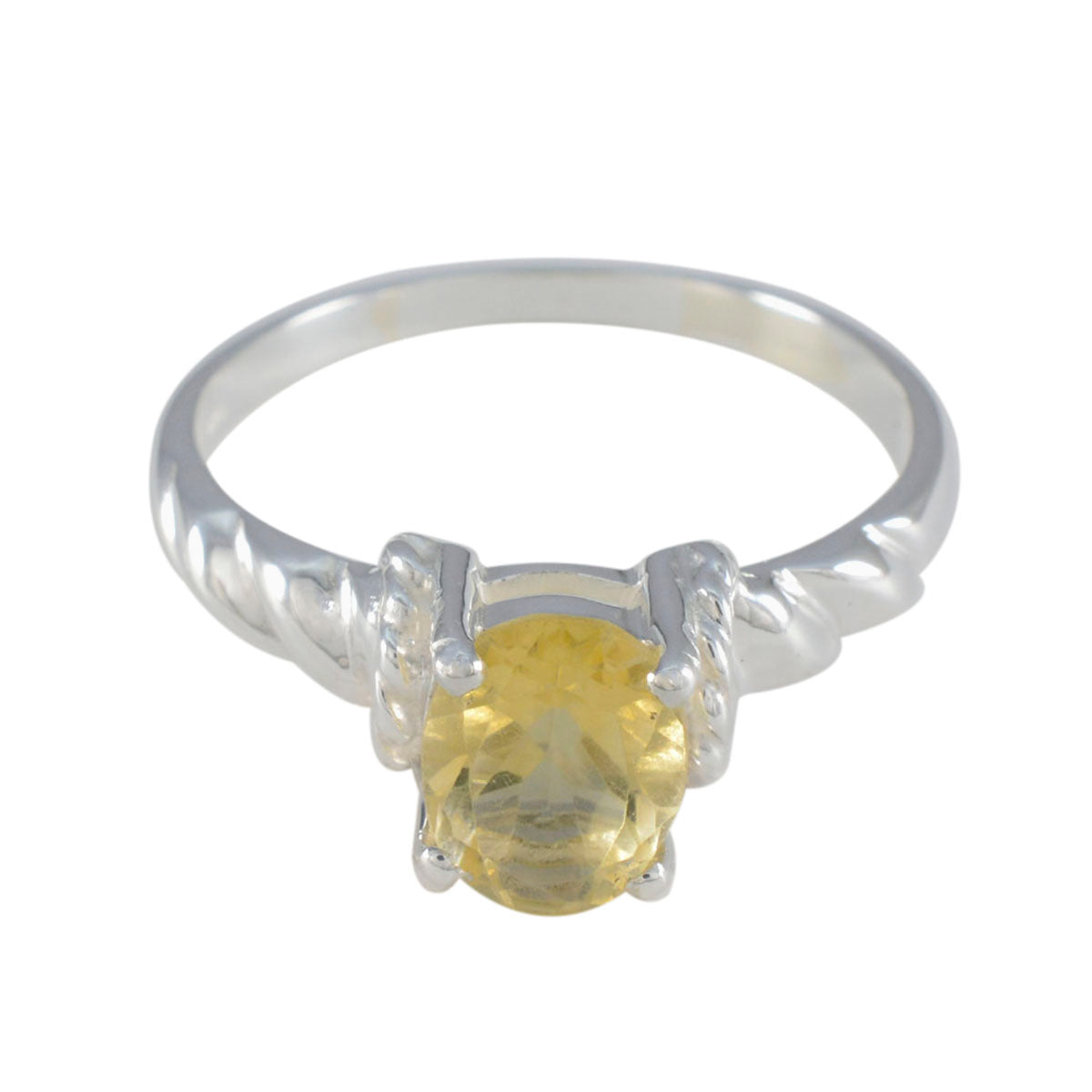Citrine Solitaire German 925 Sterling Silver Yellow Gemstone Slim Modern Ring Jewelry