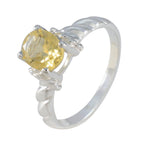 Citrine Solitaire German 925 Sterling Silver Yellow Gemstone Slim Modern Ring Jewelry