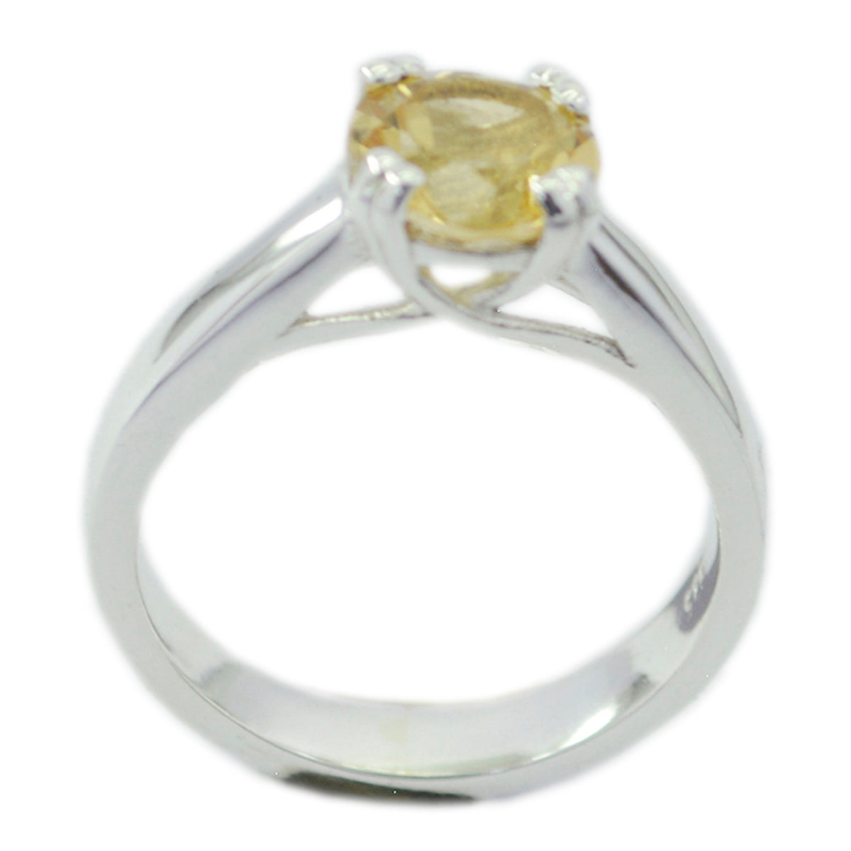 Citrine Solitaire African Silver Yellow Gemstone Tiny Luxurious Ring Jewellery Main image