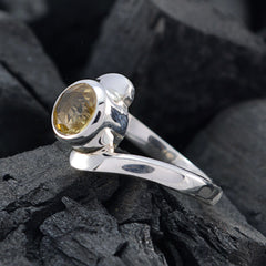 Citrine Solitaire Japanese Sterling Silver Yellow Gems Dainty Luxurious Ring Jewelry