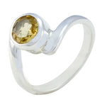 Citrine Solitaire Japanese Sterling Silver Yellow Gems Dainty Luxurious Ring Jewelry