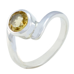 Citrine Solitaire Japanese Sterling Silver Yellow Gems Dainty Luxurious Ring Jewelry