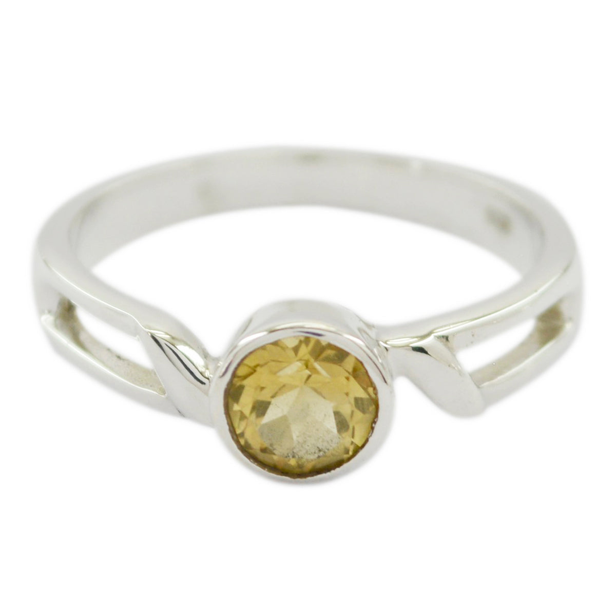 Citrine Solitaire American 925 Sterling Silver Yellow Gemstone Whisper thin Trendy Ring Jewellery メイン画像