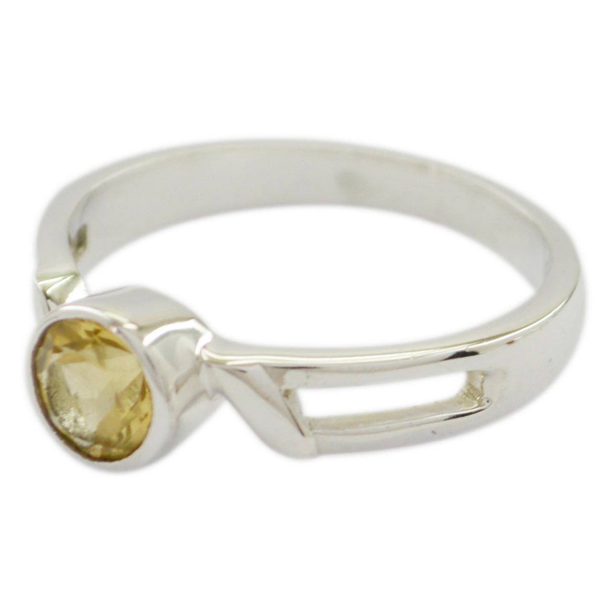 Citrine Solitaire American 925 Sterling Silver Yellow Gemstone Whisper thin Trendy Ring Jewellery