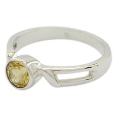Citrine Solitaire American 925 Sterling Silver Yellow Gemstone Whisper thin Trendy Ring Jewellery
