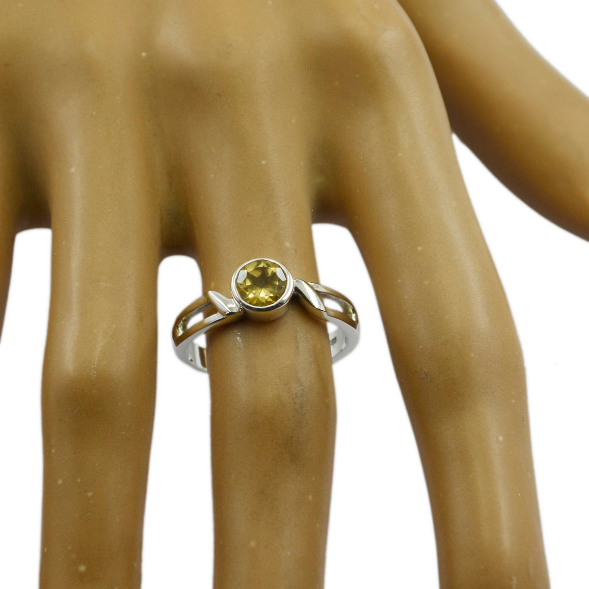 Citrine Solitaire American 925 Sterling Silver Yellow Gemstone Whisper thin Trendy Ring Jewellery