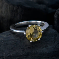 Citrine Solitaire Moroccan 925 Sterling Silver Yellow Gemstones Slim Trendy Ring Jewellery