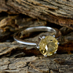 Citrine Solitaire Moroccan 925 Sterling Silver Yellow Gemstones Slim Trendy Ring Jewellery