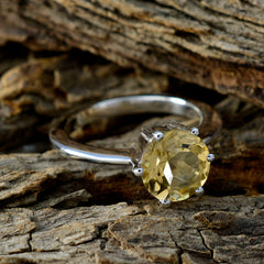 Citrine Solitaire Moroccan 925 Sterling Silver Yellow Gemstones Slim Trendy Ring Jewellery