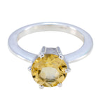 Citrine Solitaire Moroccan 925 Sterling Silver Yellow Gemstones Slim Trendy Ring Jewellery