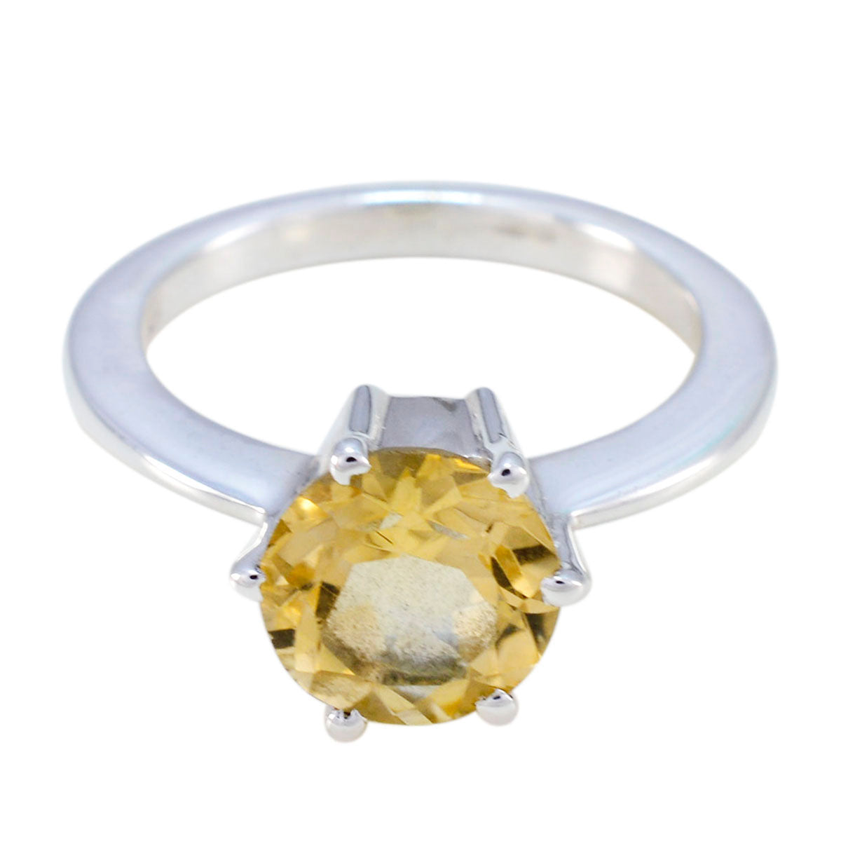 Citrine Solitaire Moroccan 925 Sterling Silver Yellow Gemstones Slim Trendy Ring Jewellery